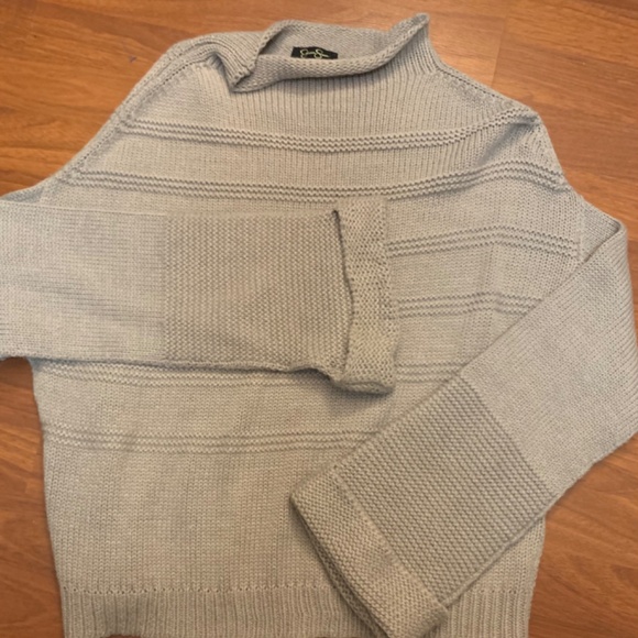 Jessica Simpson grey slouchy boho cozy ribbed knit mock neck (Connie) sweater - Picture 2 of 10